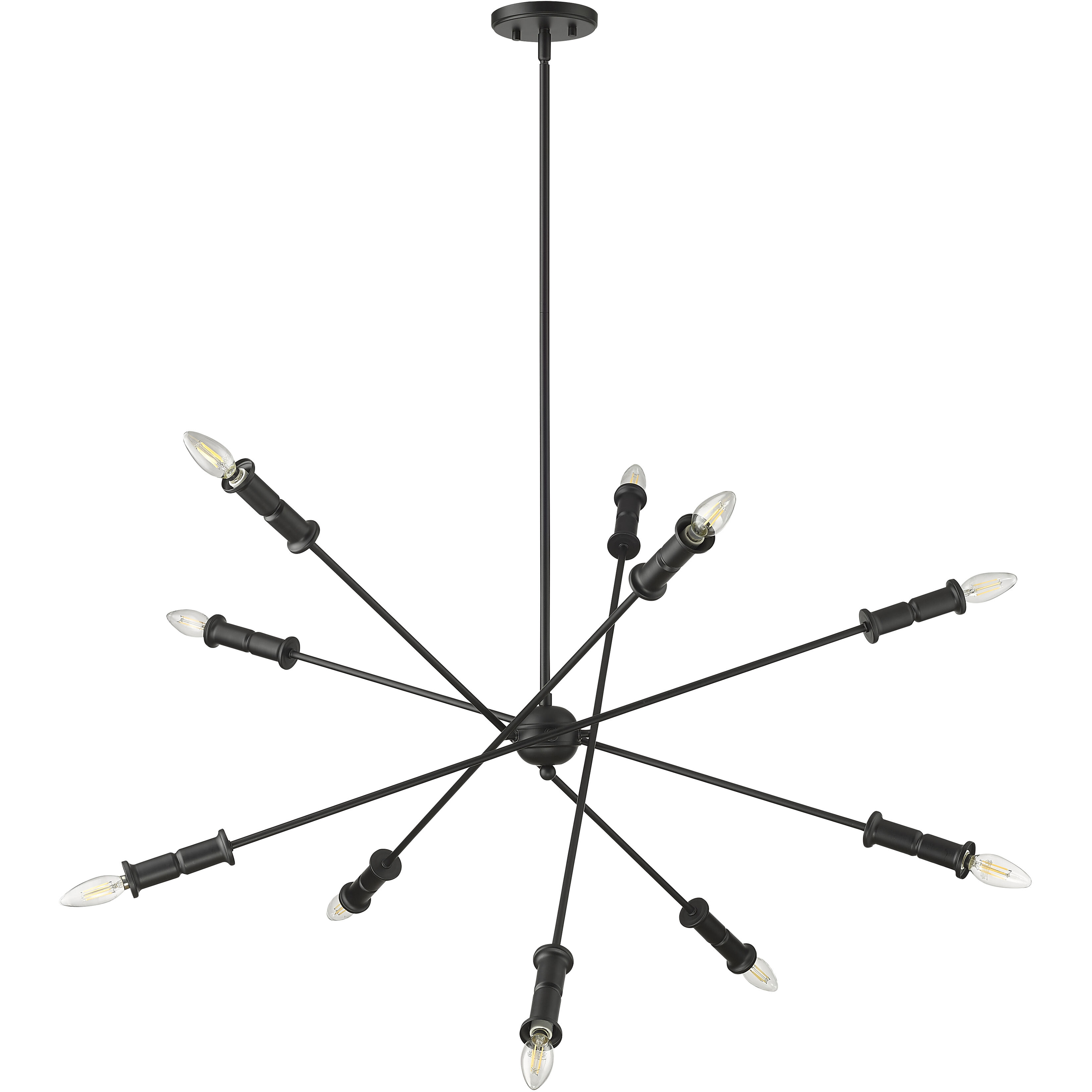 Potiss 10 Light 41 inch Matte Black Chandelier Ceiling Light